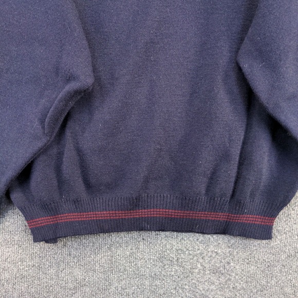 Antartex Men's Pullover Knit Sweater Blue XL Diamond Patch Striped Wool Vintage - Picture 7 of 12